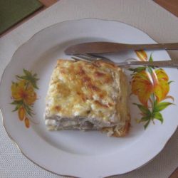 Лазанья с грибами и мясом