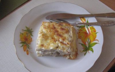 Лазанья с грибами и мясом