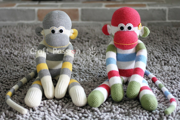 amigurumi-monkey-twin Мягкая игрушка. Обезьянка  из носков