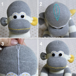 sew-sock-monkey-25 Мягкая игрушка. Обезьянка  из носков